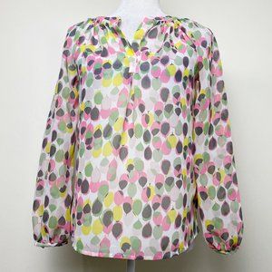 Boden  Sheer Pastel Leaf Print Blouse